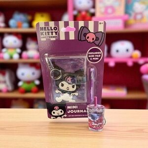 SANRIO KUROMI Bundle Mini Journal Set w Gel Pen & Boba Keychain/Bag Charm NIP💜